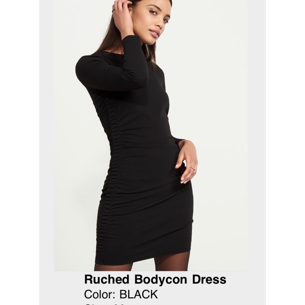 Dynamite Black Long Sleeve Bodycon Dress - Medium